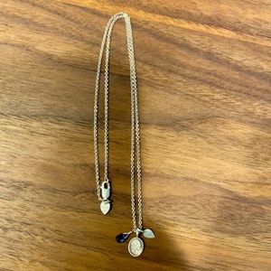 Me & Ro Necklace with Flower Trinket, Lotus Petal & Purple Stone